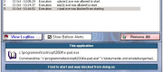 preview of an alert log entry showing a blocked program launch